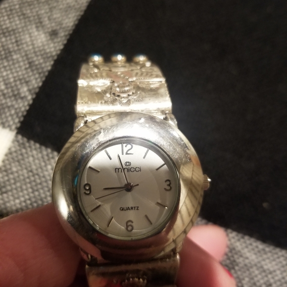 Sterling and Turquoise Cuff Watch - Picture 6 of 10